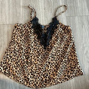 Secret possessions animal print with lace neck sleep top